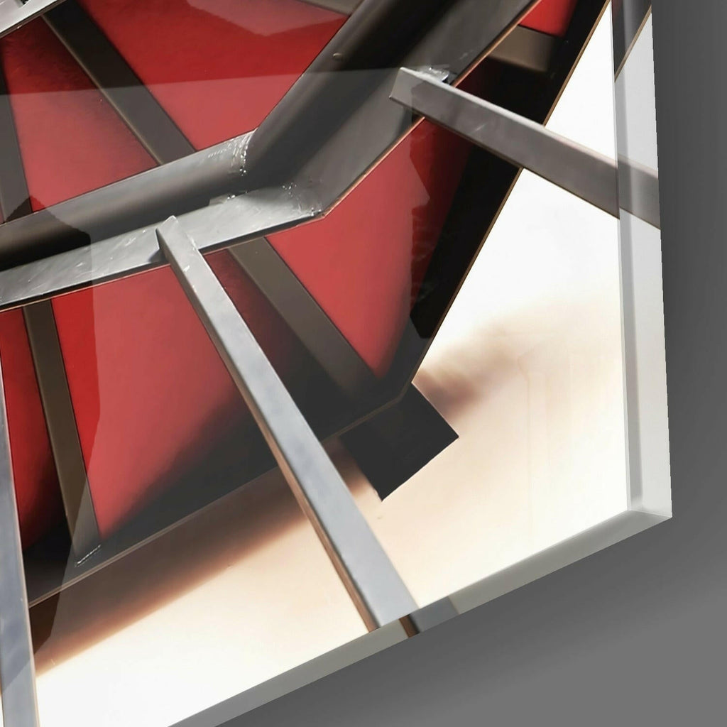 Red Stair Glass Wall Art