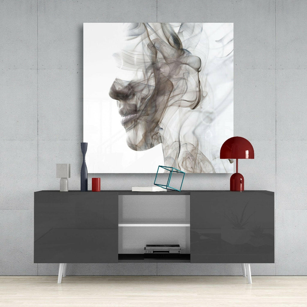 Smoke Face Glass Wall Art