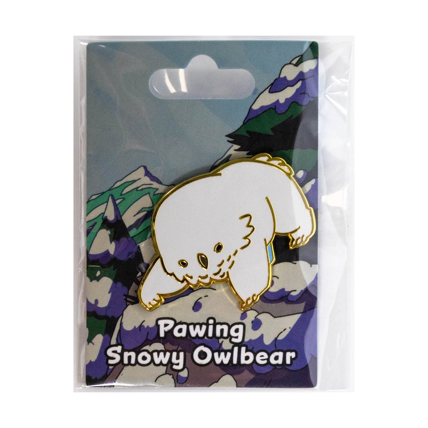 Baby Bestiary: Snowy Owlbear Enamel Pin - Pawing