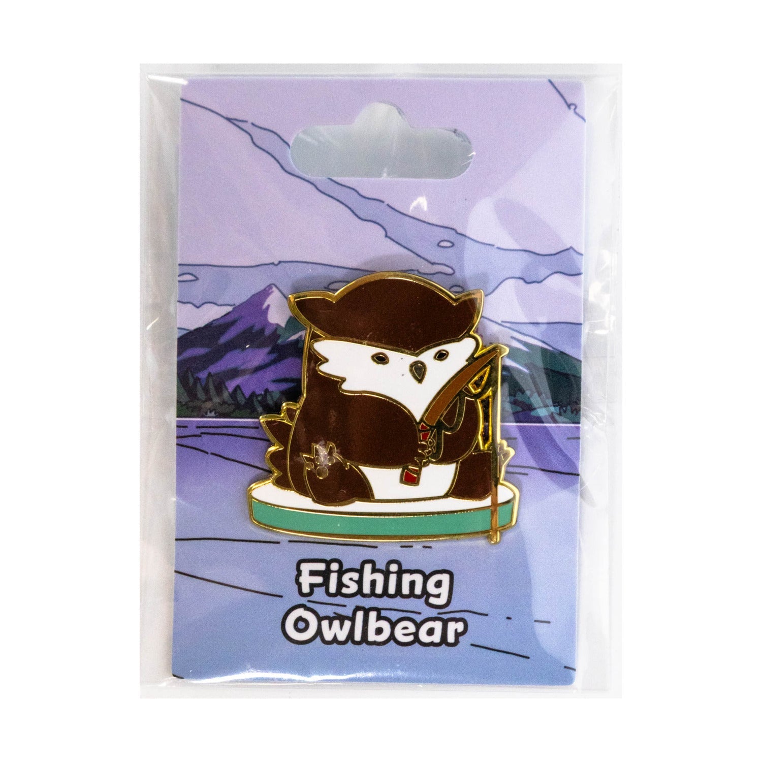 Baby Bestiary: Owlbear Enamel Pin - Fishing