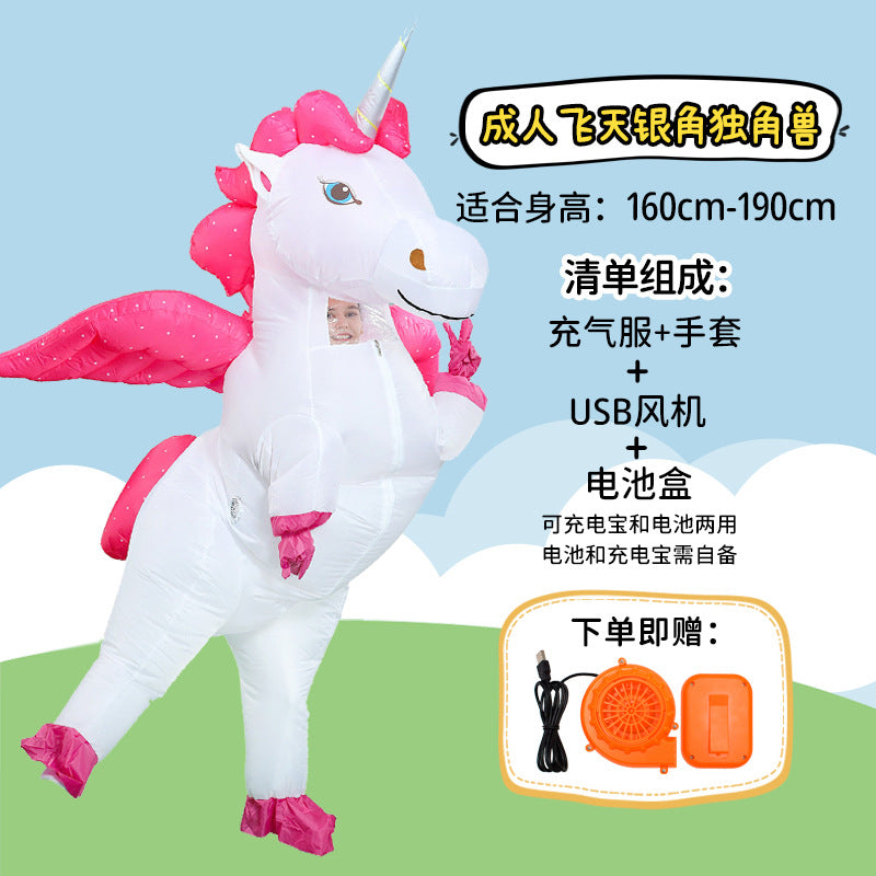Unicorn inflatable costume adult and children Party parent-child watch show props Cartoon Doll Tianma cross-border hot selling