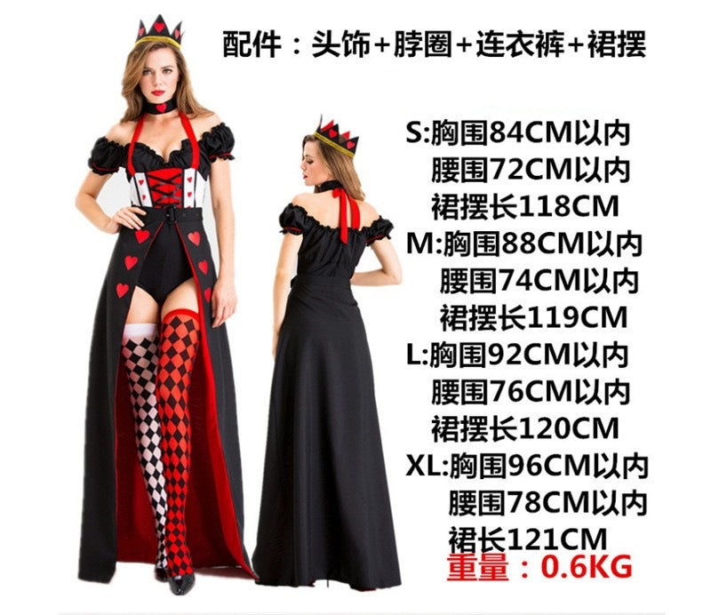Split size red heart queen uniform Halloween costume witch costume vampire demon ds costume