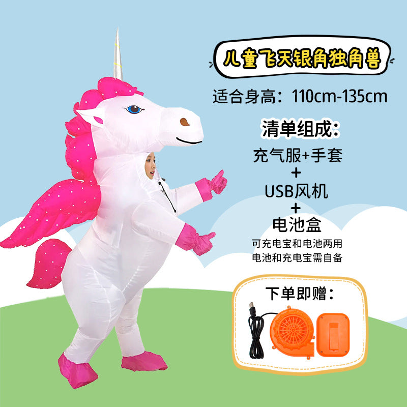 Unicorn inflatable costume adult and children Party parent-child watch show props Cartoon Doll Tianma cross-border hot selling