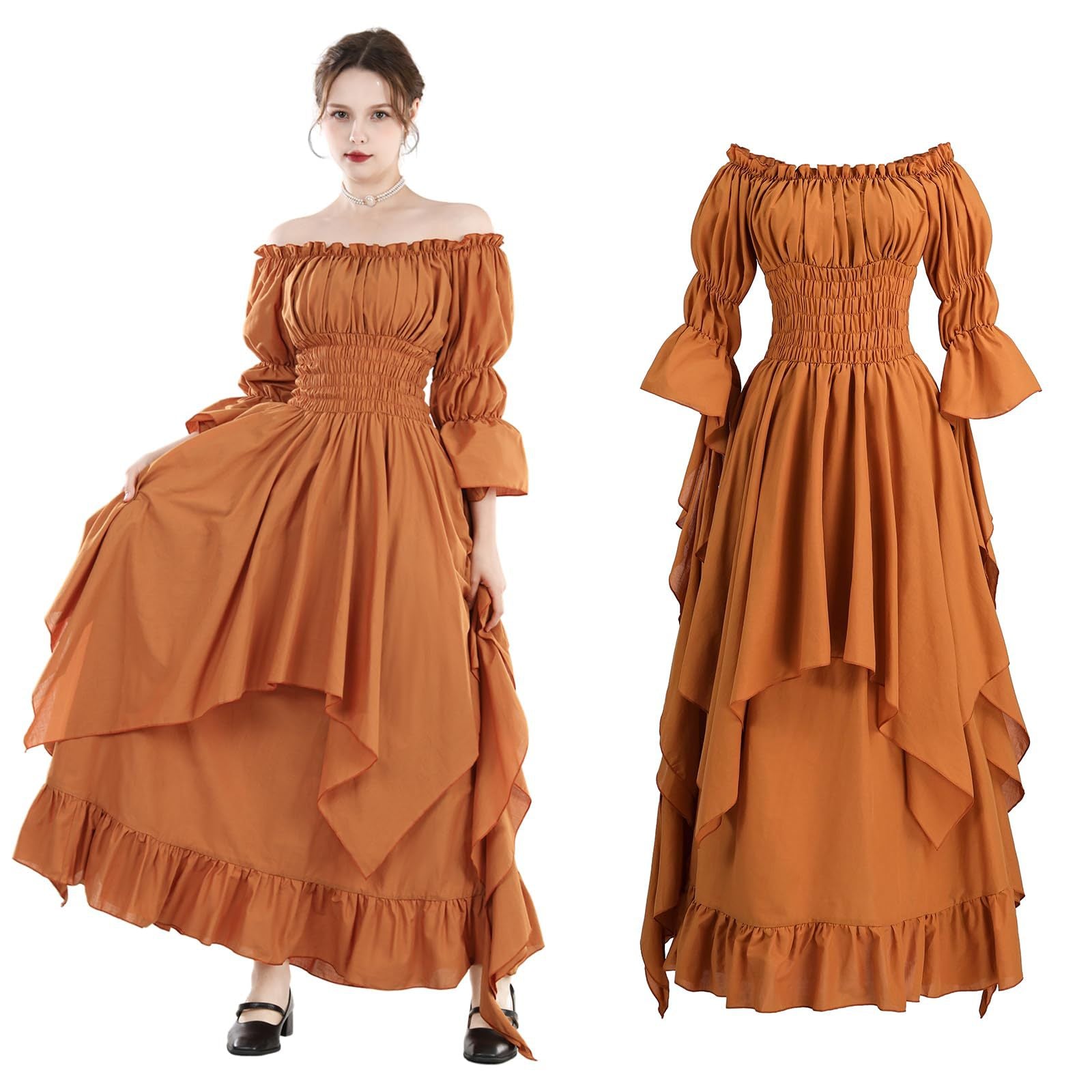 Halloween costume medieval renaissance vintage dress women's Gothic witch dress stage costume