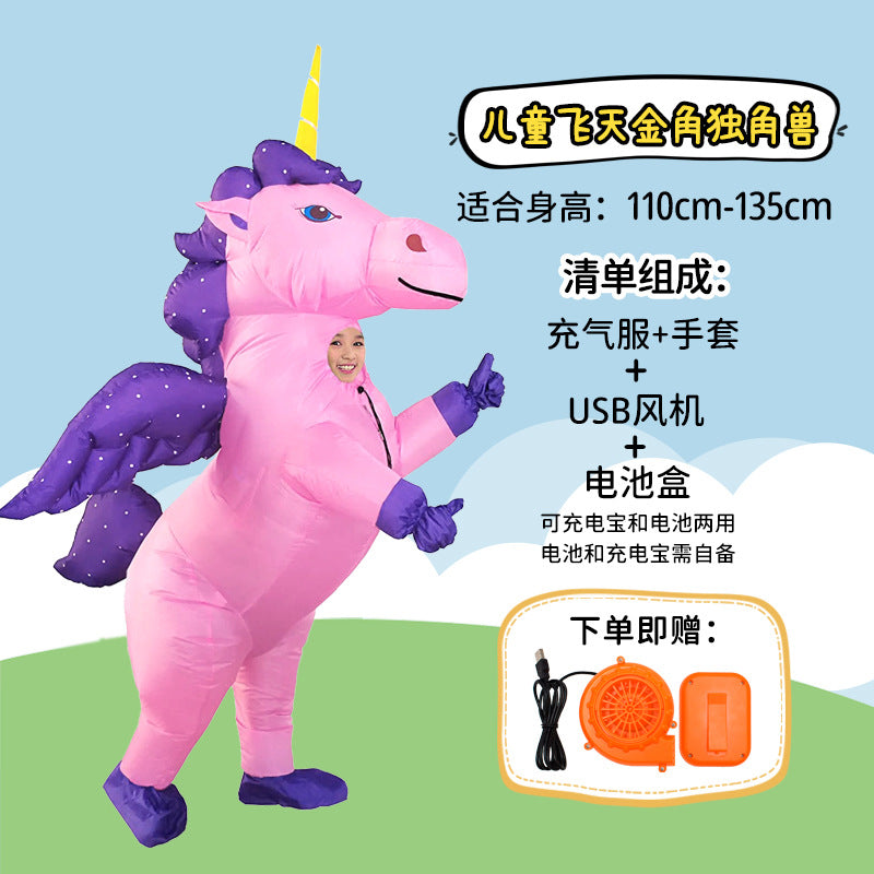 Unicorn inflatable costume adult and children Party parent-child watch show props Cartoon Doll Tianma cross-border hot selling