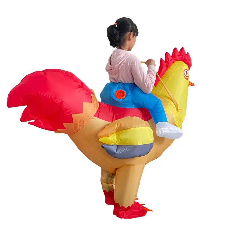 funny walking chicken rooster costume adult holiday party performance wear mount colorful wings big white chicken inflatable clothing