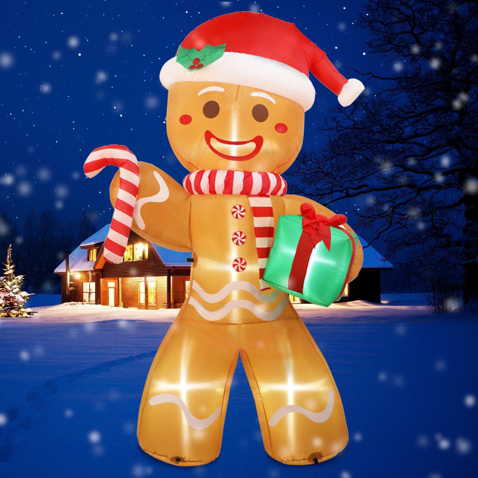 Christmas inflatable gingerbread man inflatable cane doll inflatable luminous Christmas atmosphere outdoor courtyard decoration