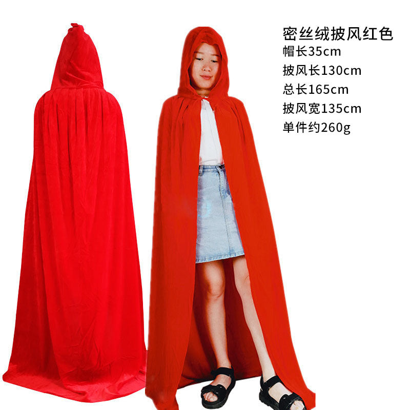 Halloween cloak costume party makeup costume props children adult cloak black pleuche death ball