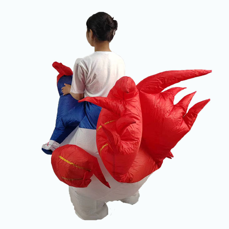 funny walking chicken rooster costume adult holiday party performance wear mount colorful wings big white chicken inflatable clothing