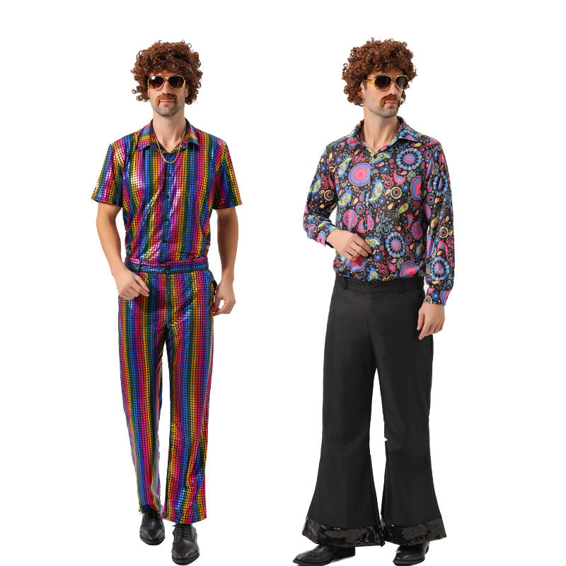 New Men's retro disco funny hip hop dance suit cosplay cos costume Halloween costume