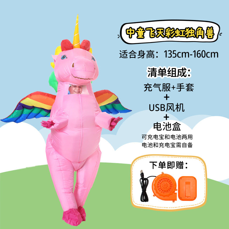 Unicorn inflatable costume adult and children Party parent-child watch show props Cartoon Doll Tianma cross-border hot selling