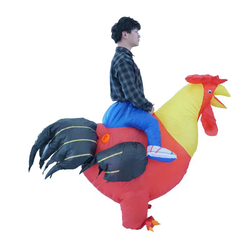 funny walking chicken rooster costume adult holiday party performance wear mount colorful wings big white chicken inflatable clothing