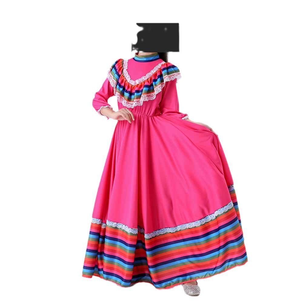 Cross-border new arrival Mexican girl ethnic dance costume girls Big swing skirt stage performance costume ethnic costume