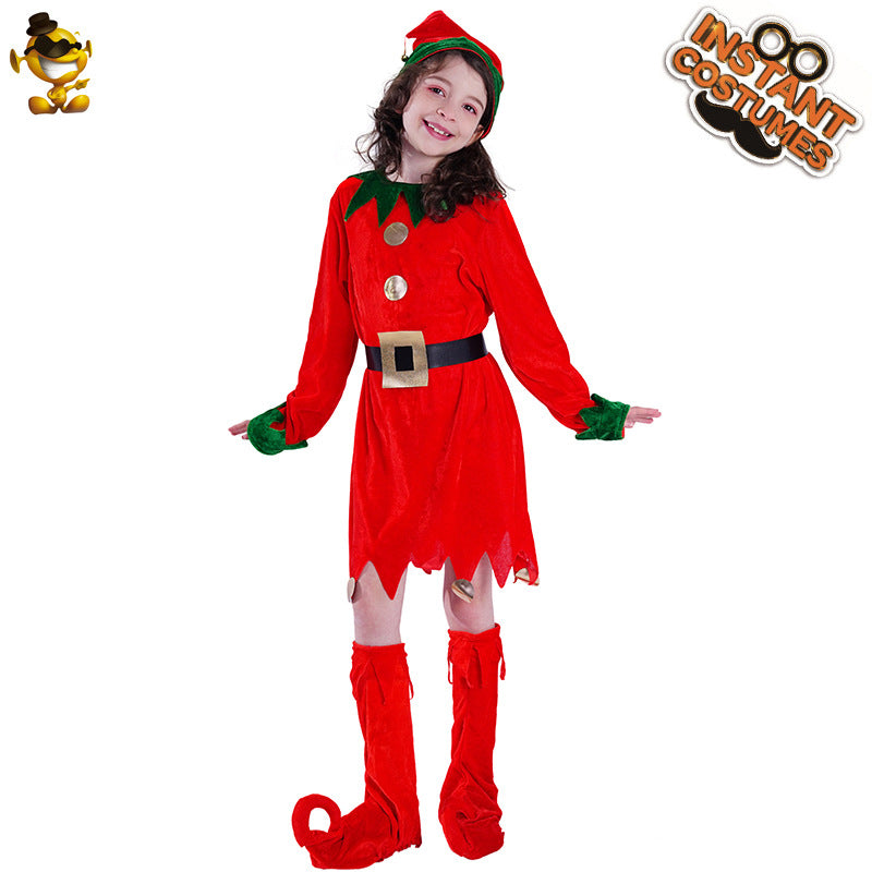 party costume party costume Green Christmas little boy girl Red Christmas dress masquerade