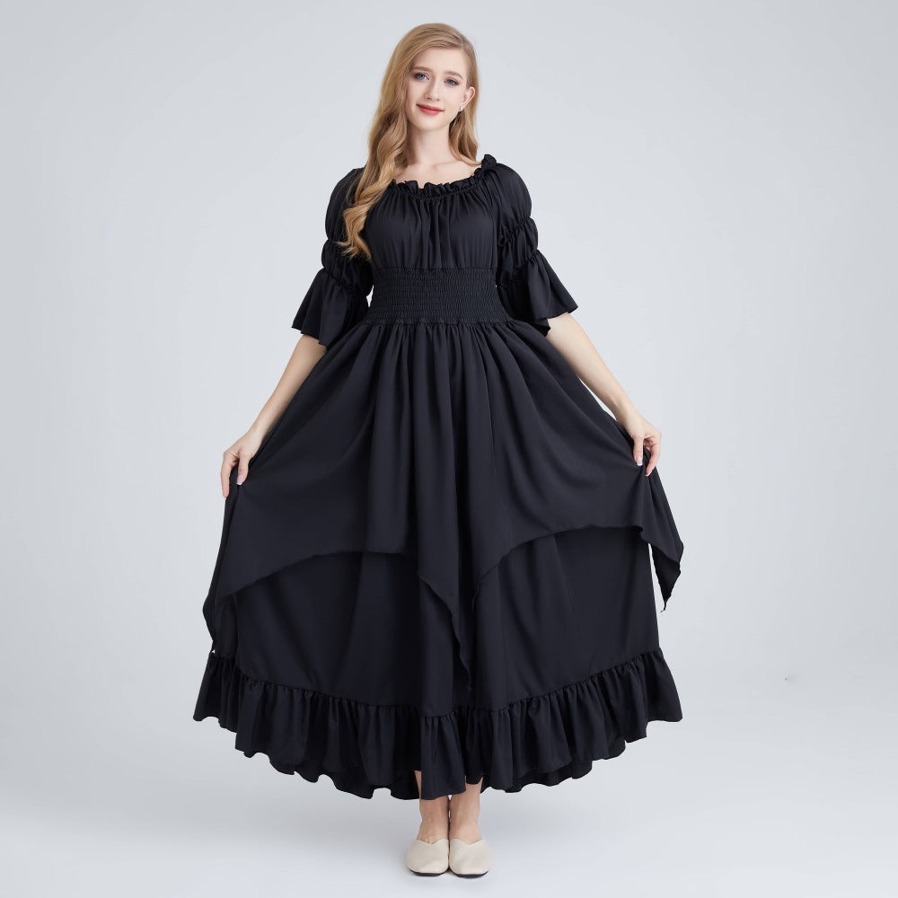 Halloween costume medieval renaissance vintage dress women's Gothic witch dress stage costume