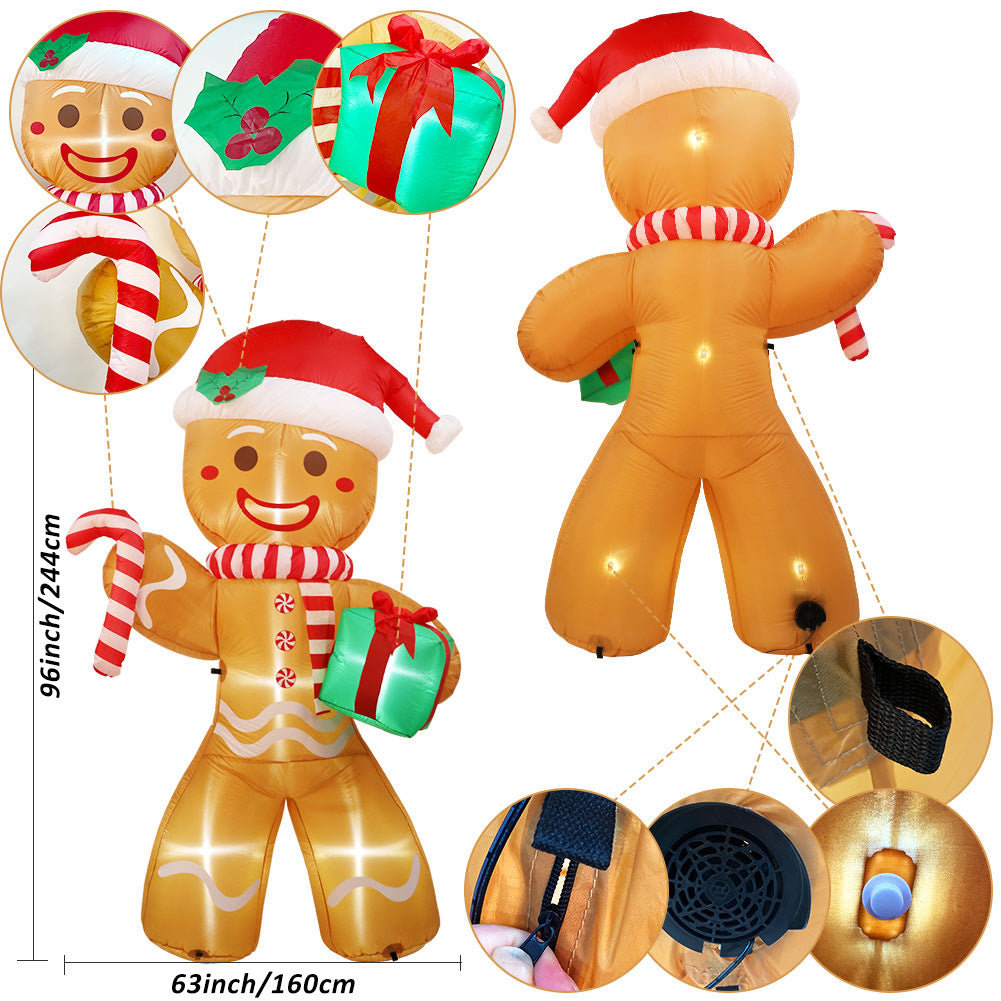 Christmas inflatable gingerbread man inflatable cane doll inflatable luminous Christmas atmosphere outdoor courtyard decoration