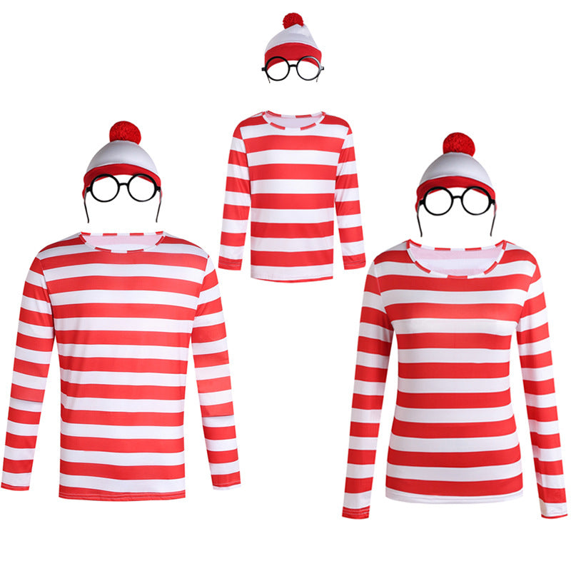 British anime clever Wally Where's Wally parent-child costume Halloween costume cosplay cosplay clothes