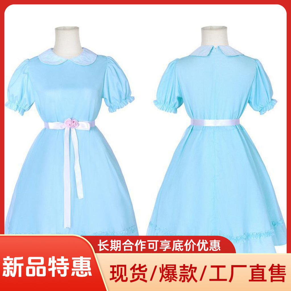 Shining The Shining cos costume twins girls' blue dress horror character Halloween costume