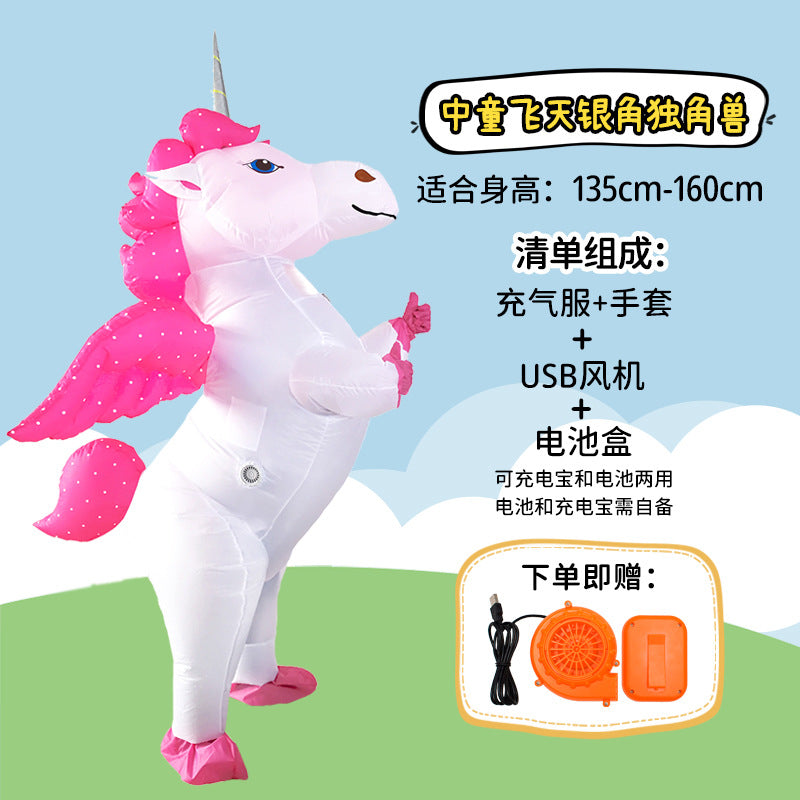 Unicorn inflatable costume adult and children Party parent-child watch show props Cartoon Doll Tianma cross-border hot selling