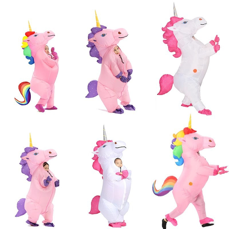 Unicorn inflatable costume adult and children Party parent-child watch show props Cartoon Doll Tianma cross-border hot selling
