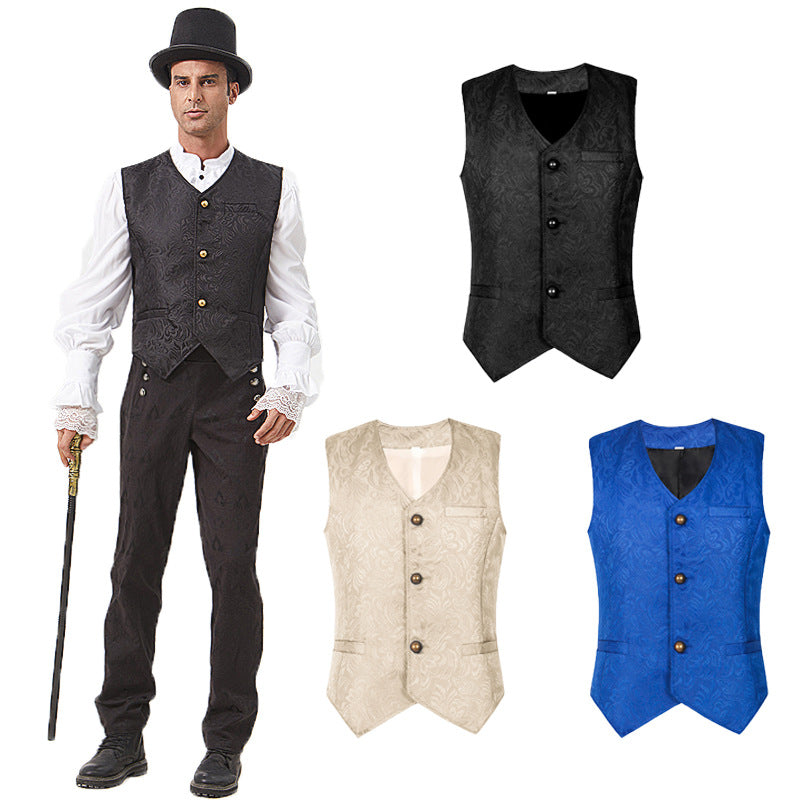 Mantianyu Amazon wish New Men's medieval costume retro men short vest Halloween costume
