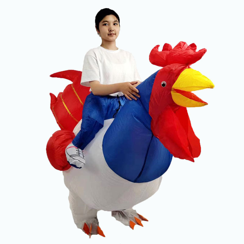 funny walking chicken rooster costume adult holiday party performance wear mount colorful wings big white chicken inflatable clothing
