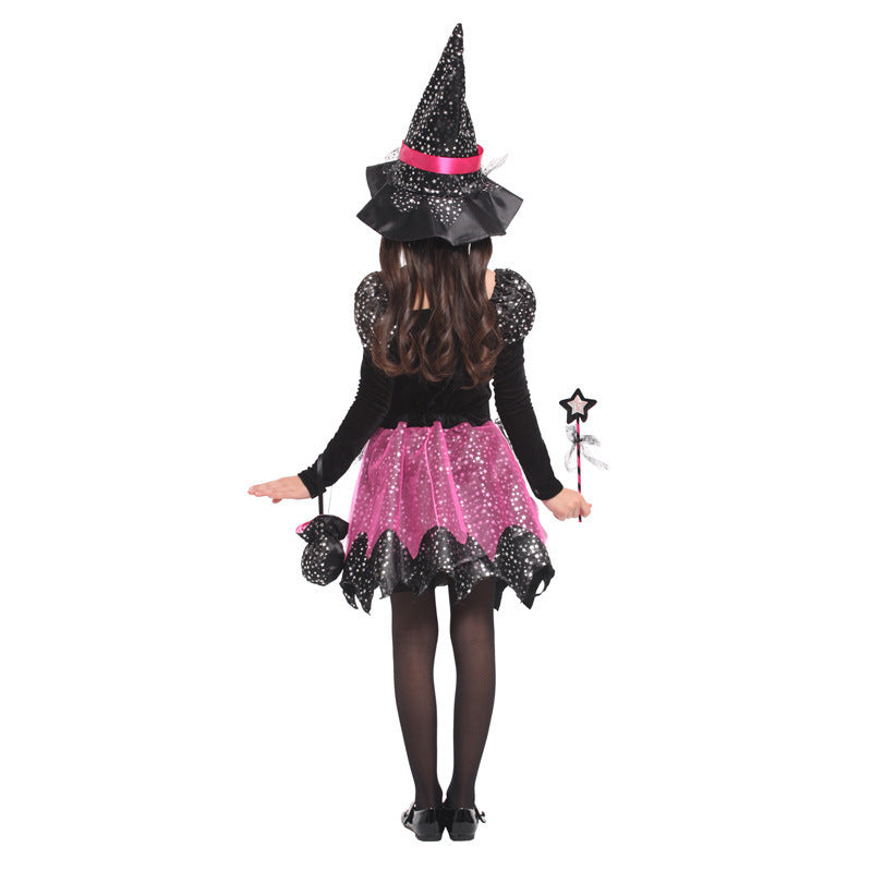 Children's Day catwalk children's costume masquerade children's Halloween performance shiny magic witch costume
