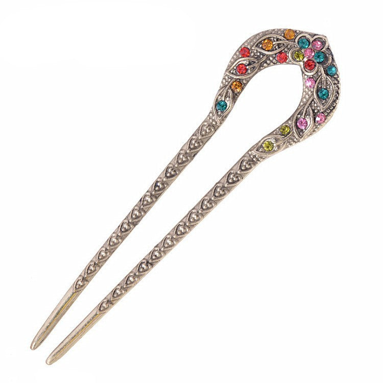 Costume Headdress bridal hairpin U-shaped diamond alloy Crown ancient costume Han Chinese clothing headdress costume headdress bridal hair