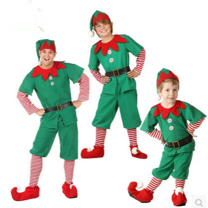 Foreign trade popular style Halloween costume children's Christmas elf costume Parent-Child Costume Festival adult men's and women's green Christmas clothes