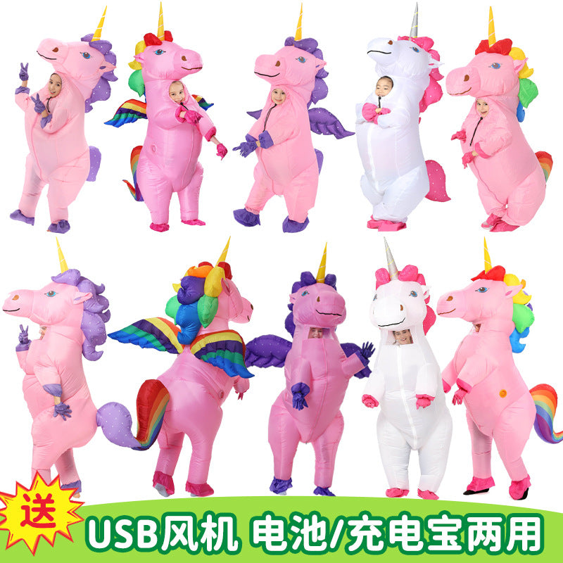 Unicorn inflatable costume adult and children Party parent-child watch show props Cartoon Doll Tianma cross-border hot selling