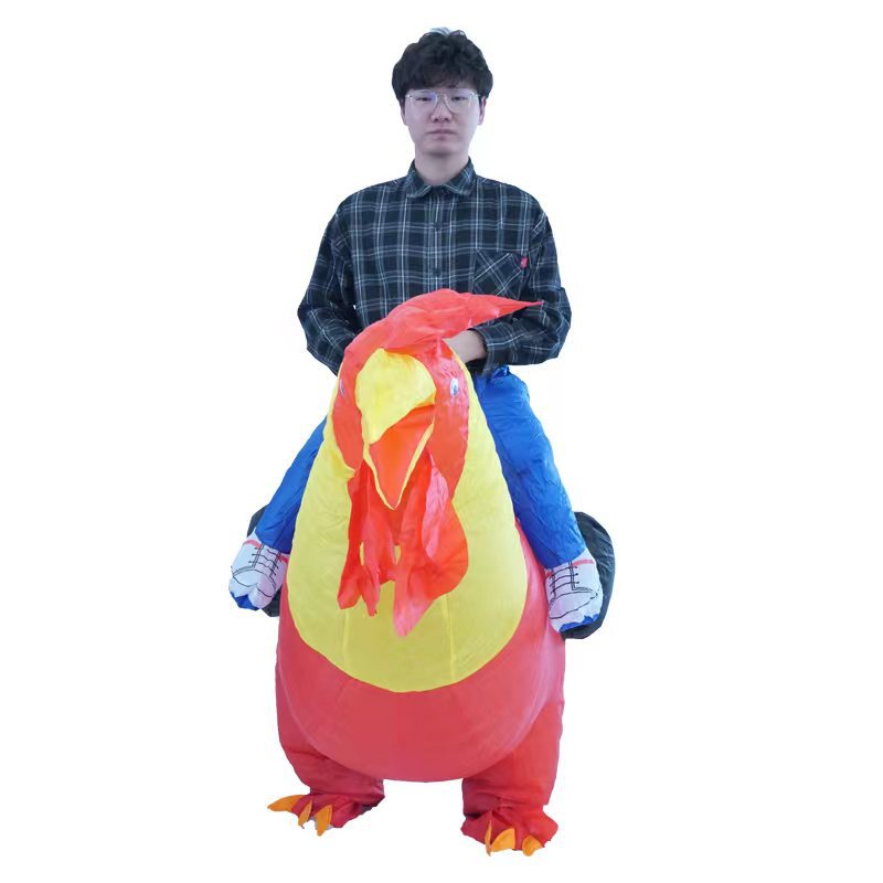 funny walking chicken rooster costume adult holiday party performance wear mount colorful wings big white chicken inflatable clothing