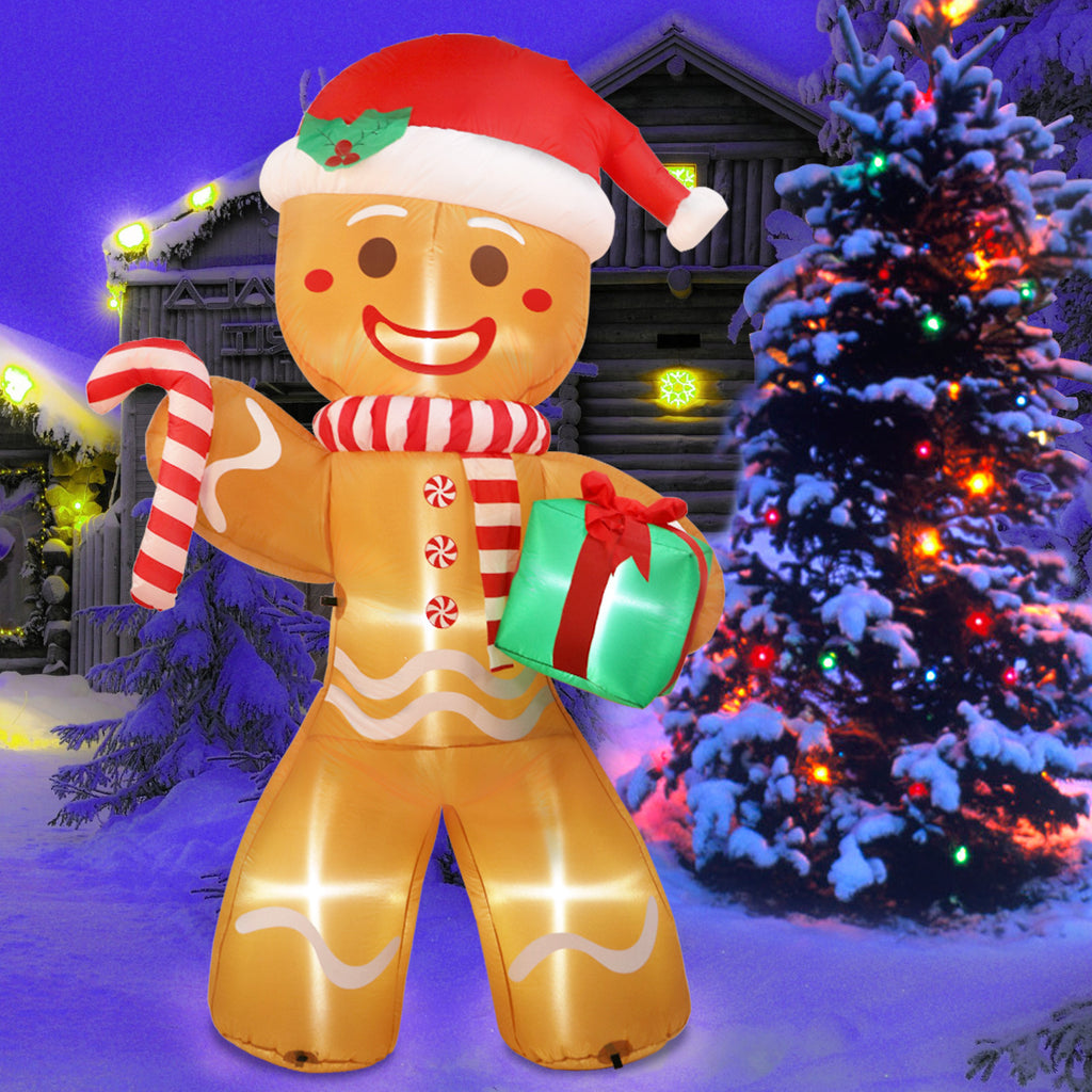 Christmas inflatable gingerbread man inflatable cane doll inflatable luminous Christmas atmosphere outdoor courtyard decoration