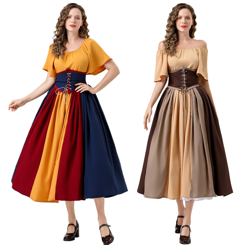 Halloween costume adult medieval retro Renaissance European and American court women's girdle dress costume
