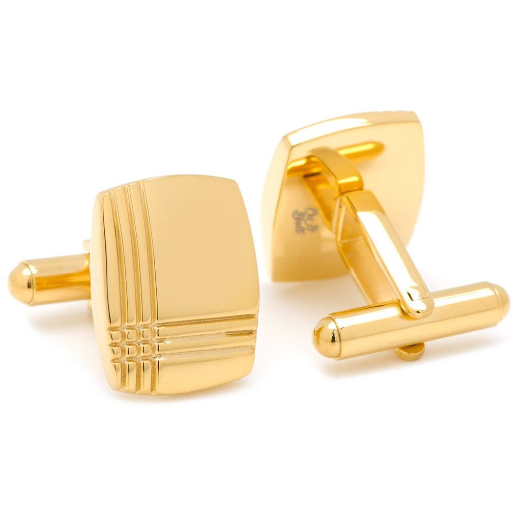 Sterling Silver Gold Tartan Plaid Cufflinks