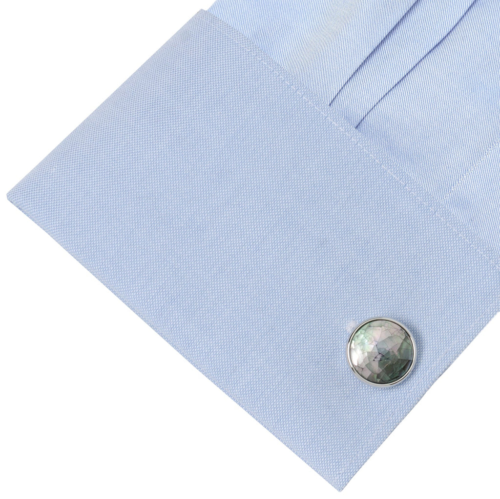 Sterling Mosaic Smoke Mother of Pearl Cufflinks