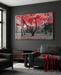 Red Tree Glass Wall Art
