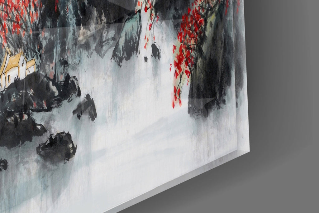 Japanese Drawing Glass Wall Art
