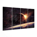 Sunset at the Space 4 Pieces Mega Glass Wall Art (59"x36")