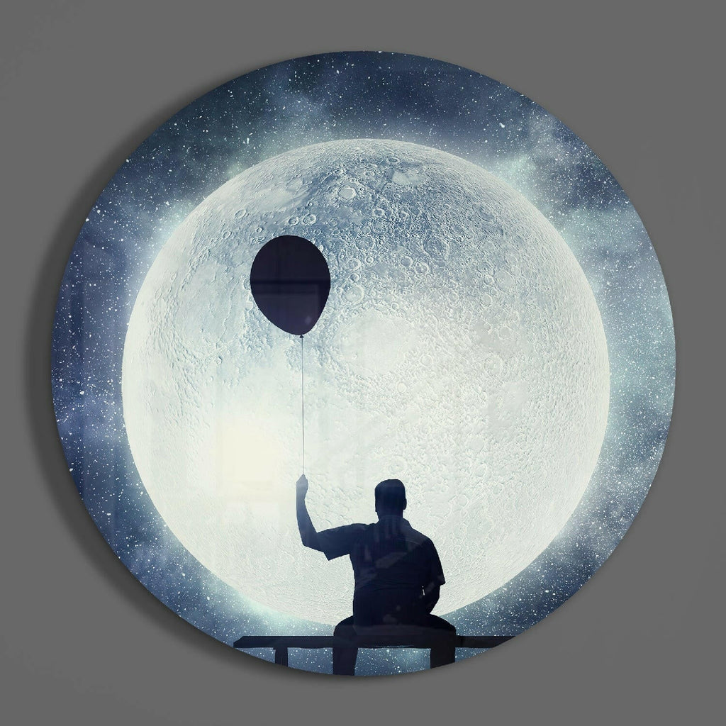 Full Moon Glass Wall Art