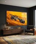 AMG's Fire Yellow Speed Glass Wall Art || Designer Collection
