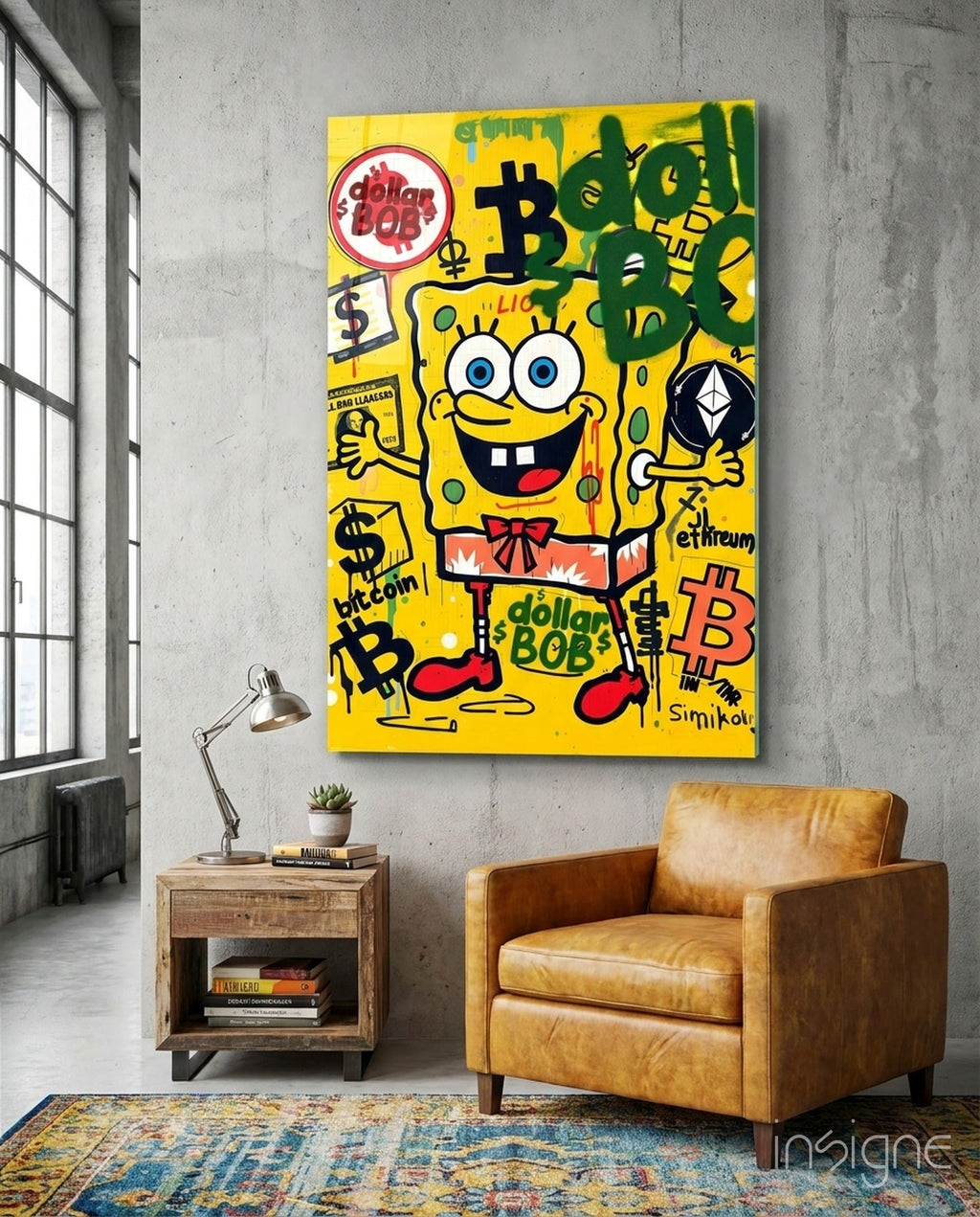 Crypto SpongeBob Glass Wall Art || Designer Collection