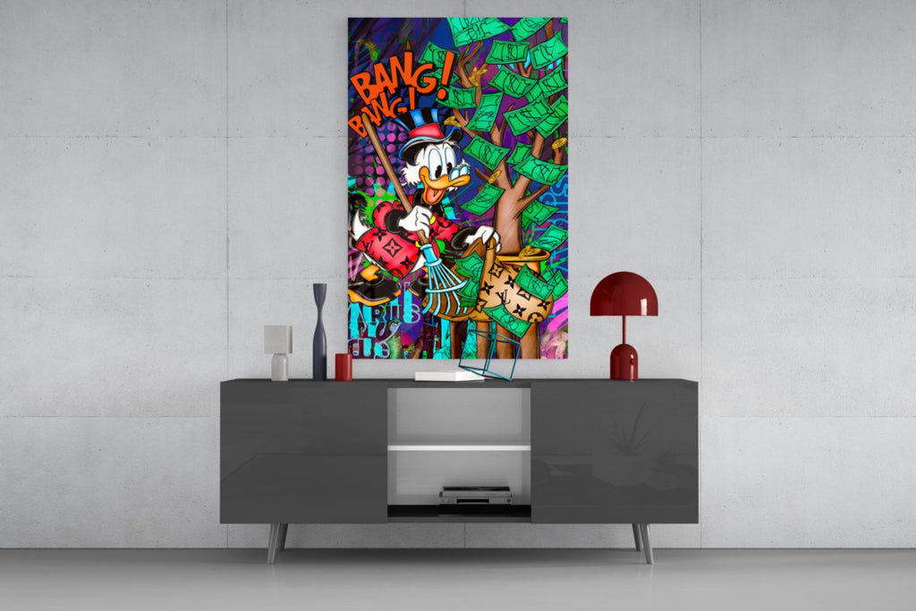 Scrooge's Cash Harvest Glass Wall Art || Designer Collection