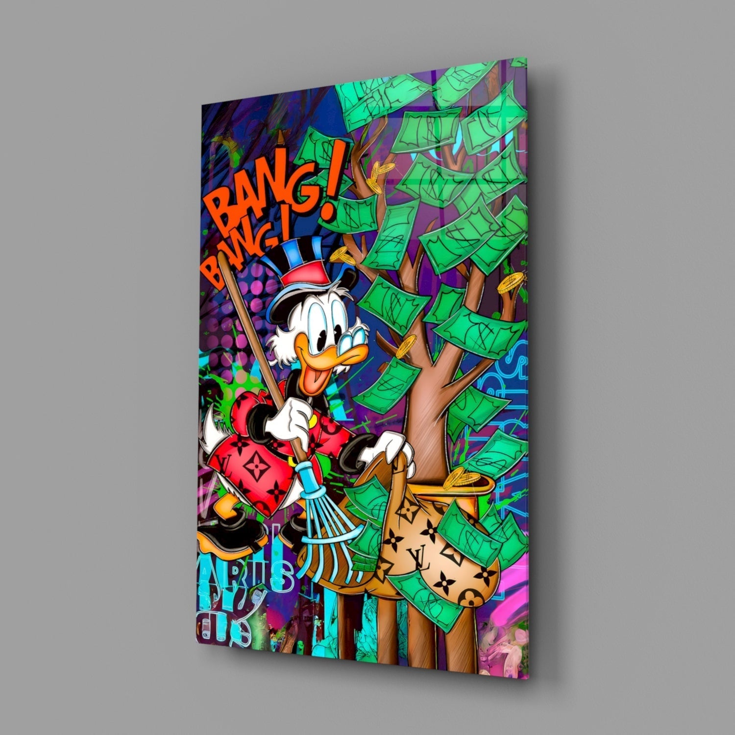 Scrooge's Cash Harvest Glass Wall Art || Designer Collection