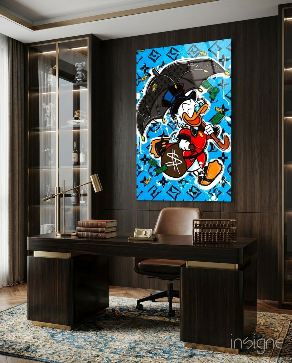 Scrooge's Money Rain Glass Wall Art || Designer Collection