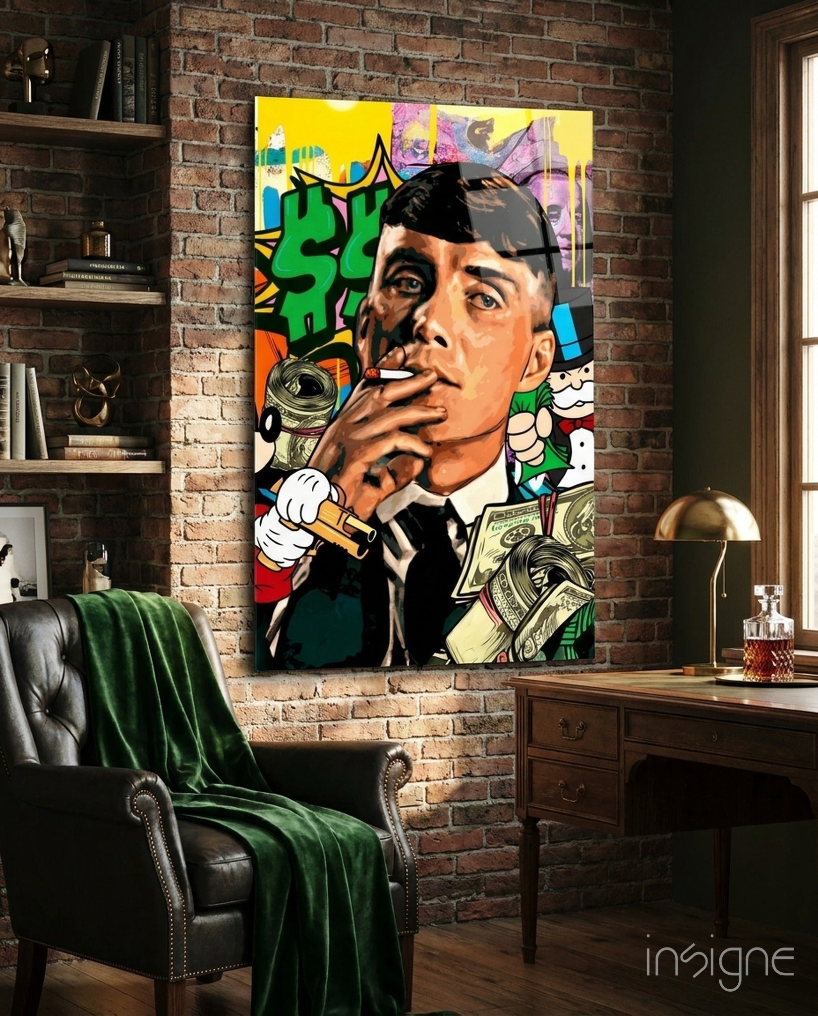 Tommy Shelby Money and Power Glass Wall Art || Designer Collection