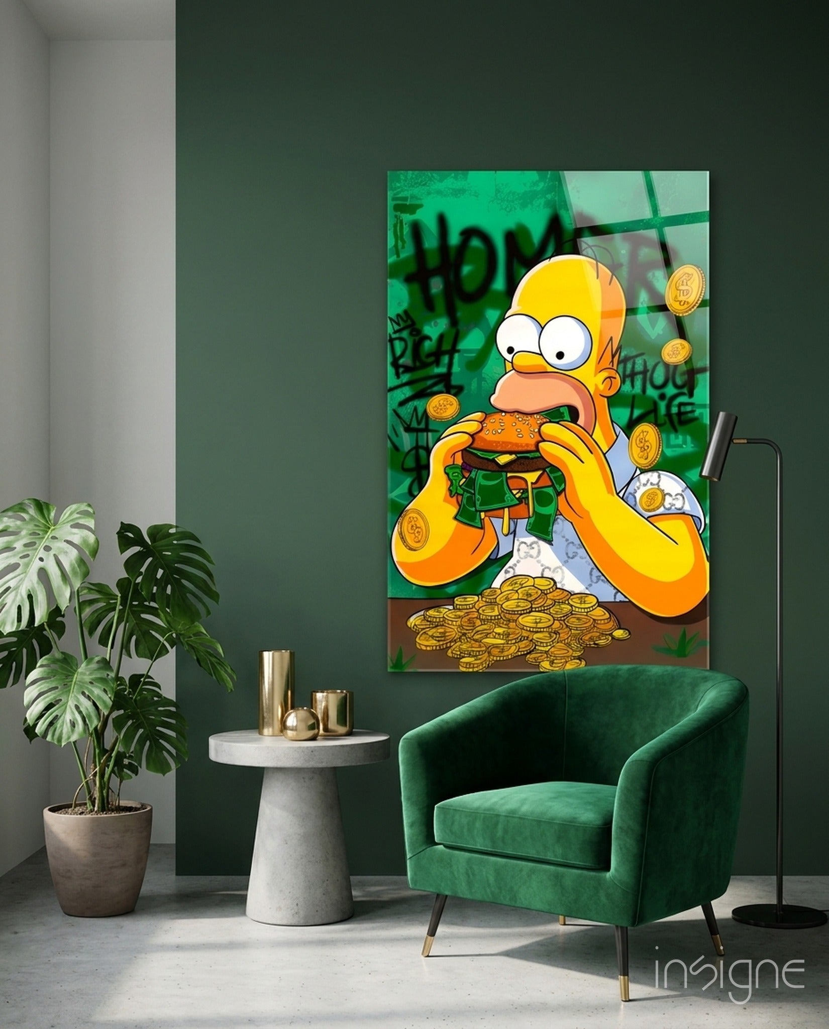 Homer The Taste of Greed Glass Wall Art || Designer Collection
