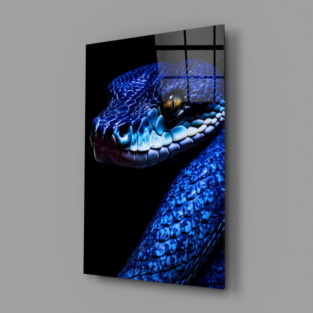 Eyes of the Blue Viper Glass Wall Art || Designer Collection