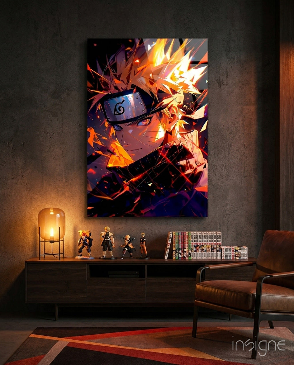 Naruto Flame Energy Glass Wall Art || Designer Collection