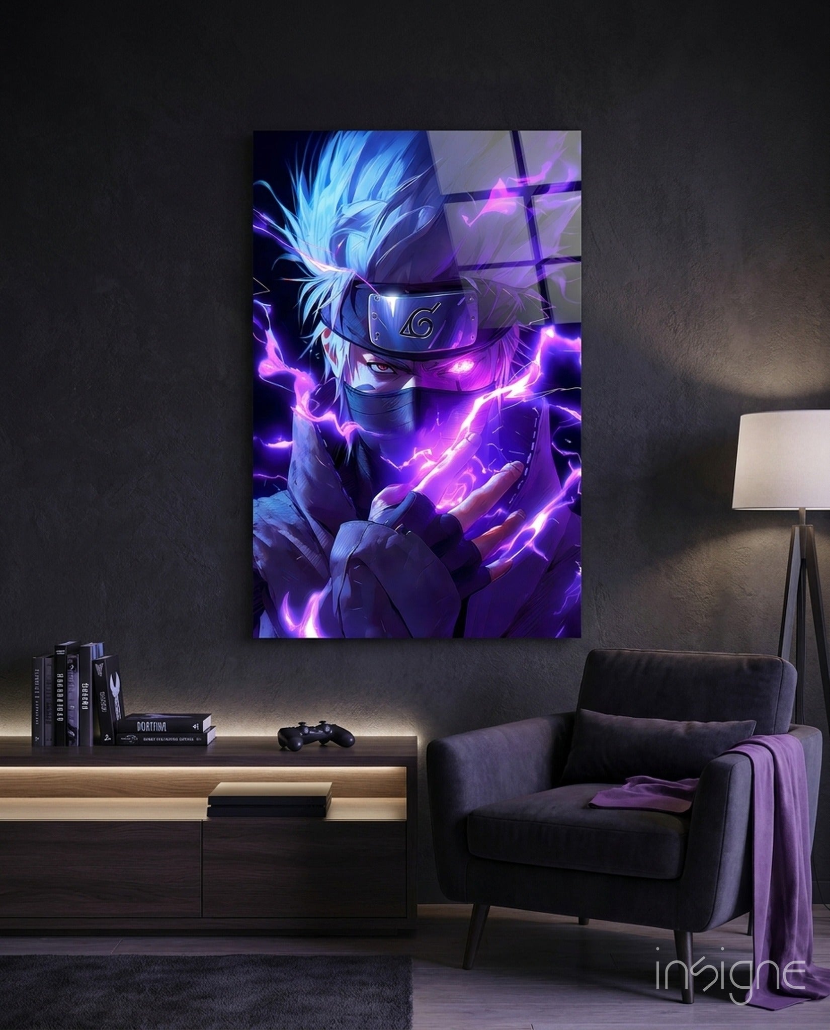 Lightning Kakashi Hatake Glass Wall Art || Designer Collection