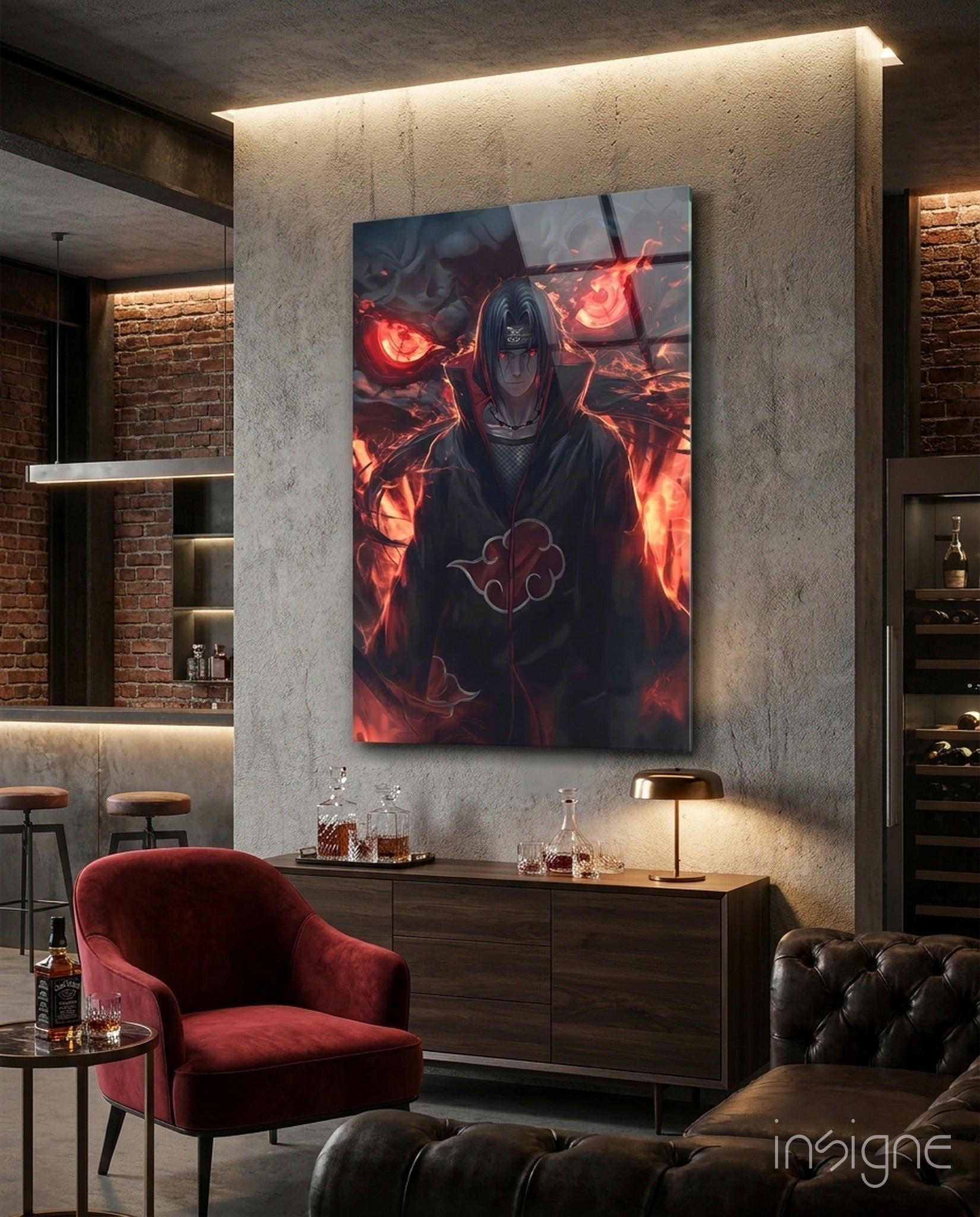 Akatsuki Itachi Glass Wall Art || Designer Collection